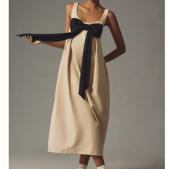 Maeve Bow Barrel Column Midi Dress NWOT * Flaw - Picture 1 of 7